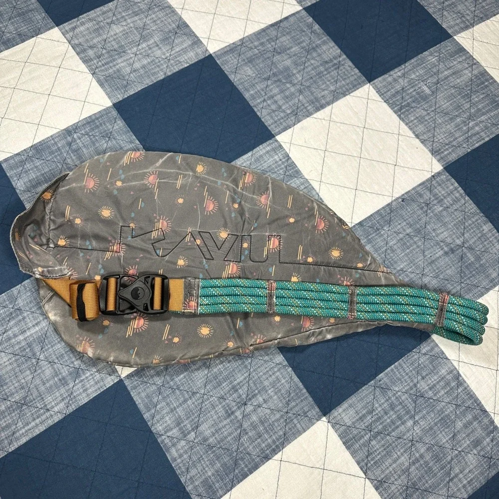 KAVU Rope Bag Sling Backpack Sun Mirage Print Grey Canvas Crossbody Bag
